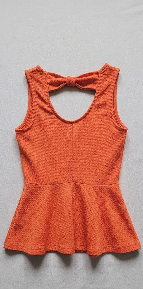 Women's Textured Bow-Back Peplum Blouse