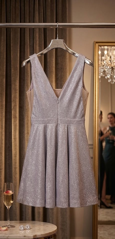 Elegant Shimmer V-Neck Party Dress - Medium