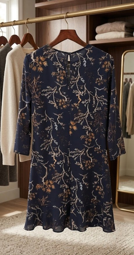Elegant Floral Print A-Line Dress