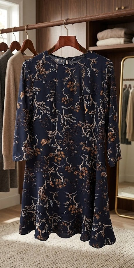 Elegant Floral Print A-Line Dress