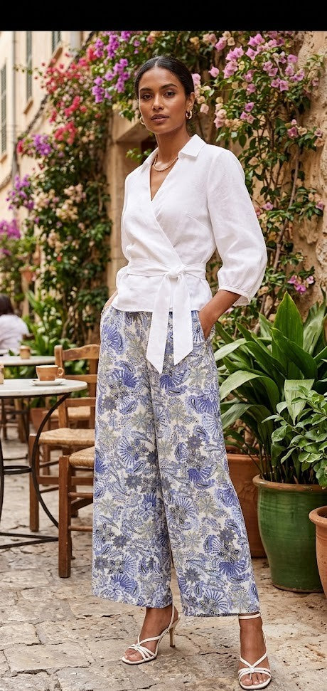 Vintage-Inspired Paisley Wide-Leg Palazzo Pants
