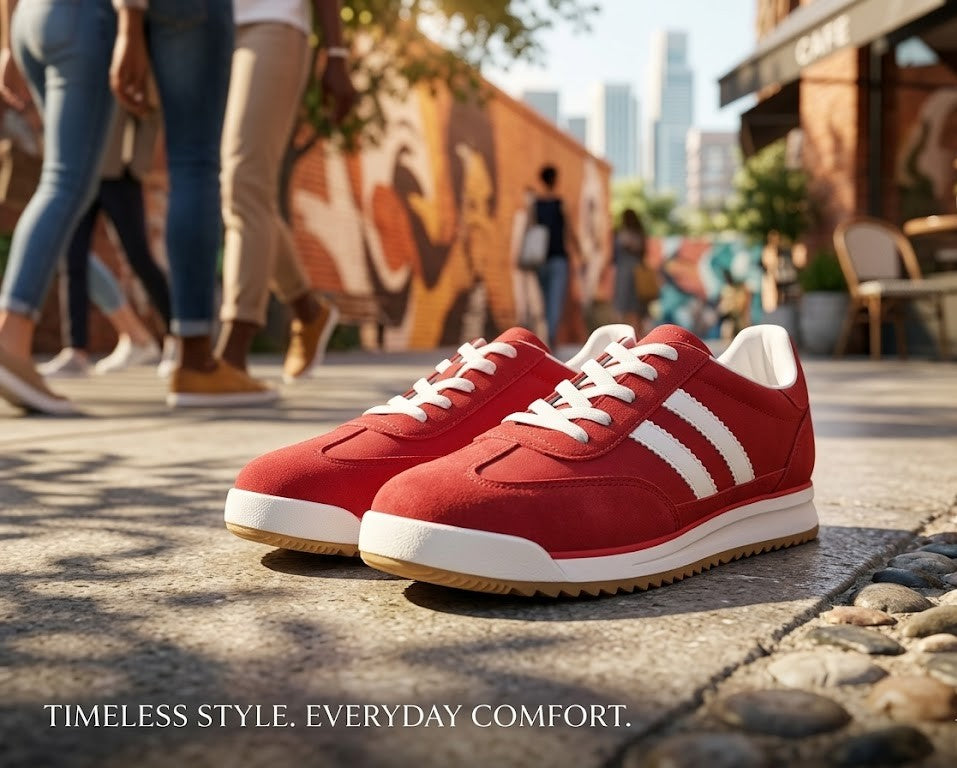 Madison Unisex Casual Sneakers – Classic Red Suede, Size 7
