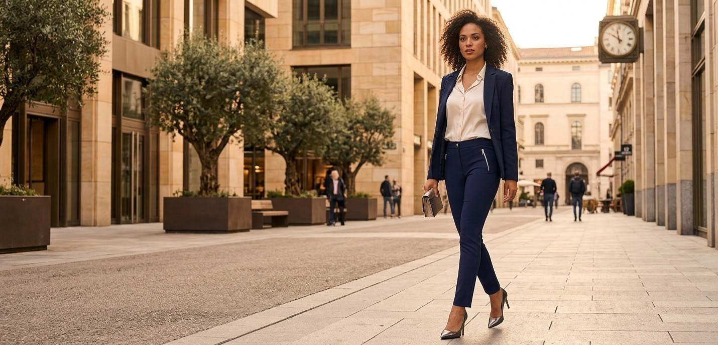 Oakridge Navy Blue Tailored Trousers