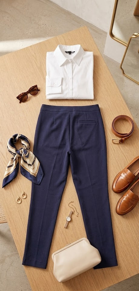 Oakridge Navy Blue Tailored Trousers