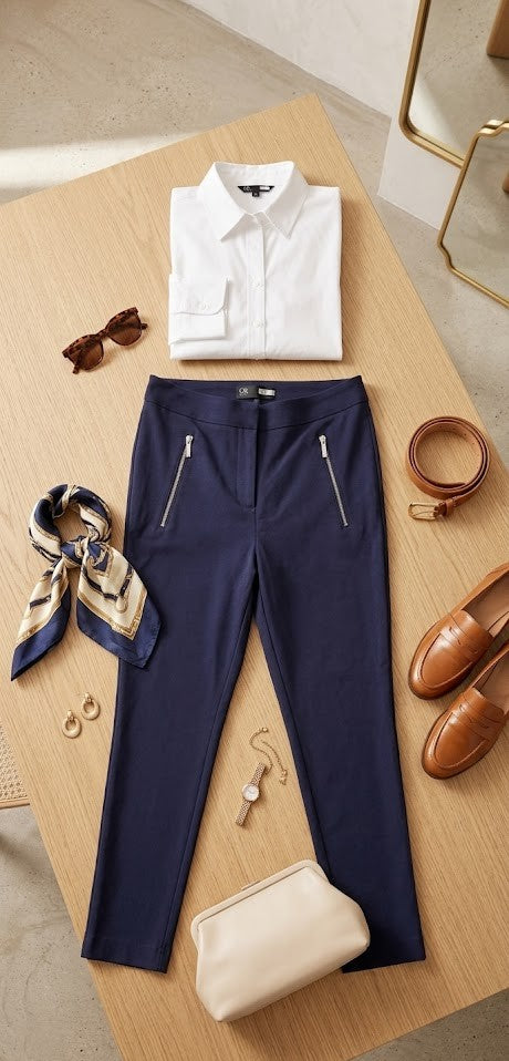 Oakridge Navy Blue Tailored Trousers