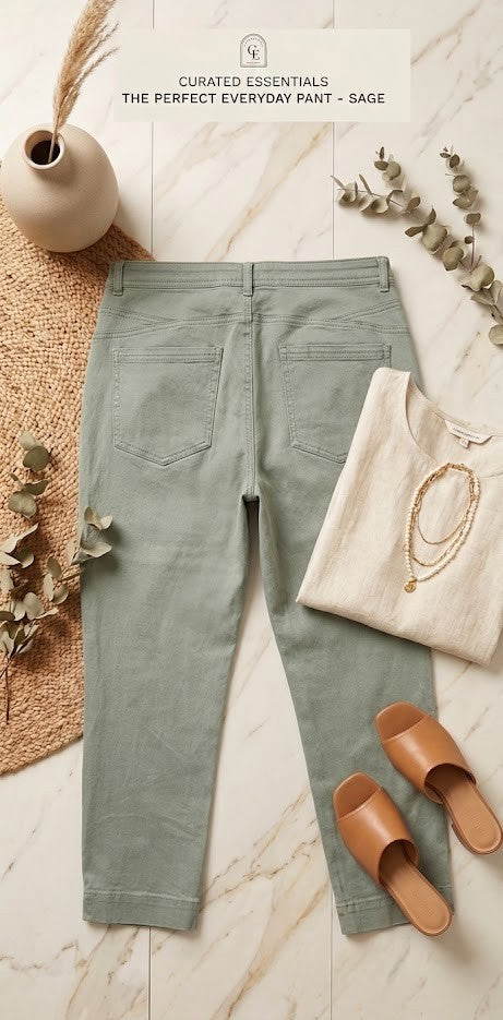 RealWoman Sage Green Cotton-Blend Trousers