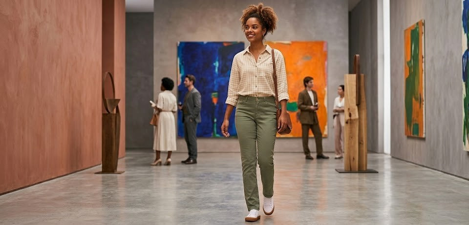 RealWoman Sage Green Cotton-Blend Trousers