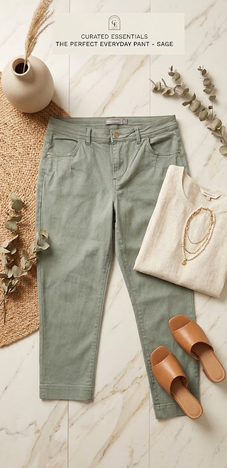 RealWoman Sage Green Cotton-Blend Trousers