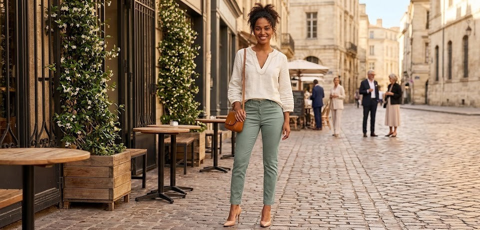 RealWoman Sage Green Cotton-Blend Trousers