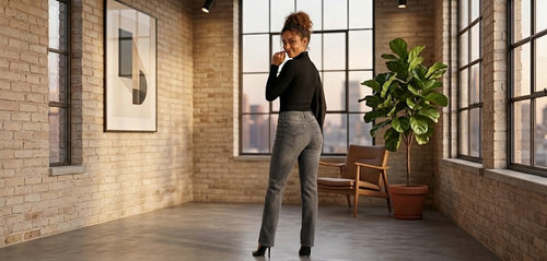 Women's Classic Grey Straight Leg Denim Jeans