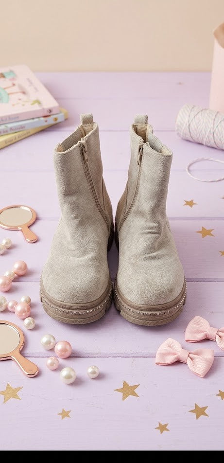 Mr Price Girls Suede-Look Ankle Boots - Grey/Taupe (Size 13 / 32)