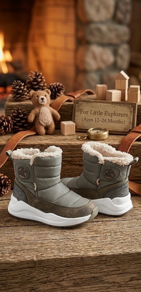 Cool Kids Toddler Unisex Winter Boots - Grey/Fleece