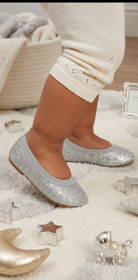 Real Baby Silver Glitter Ballet Flats – Size 3
