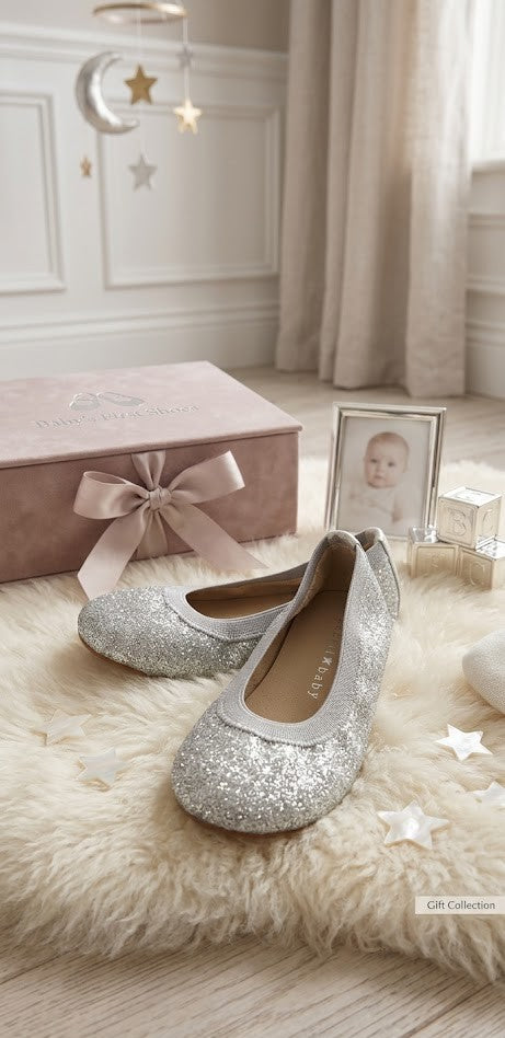 Real Baby Silver Glitter Ballet Flats – Size 3