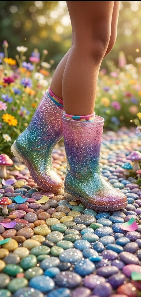 Sparkly Rainbow Glitter Rain Boots by Real Kids
