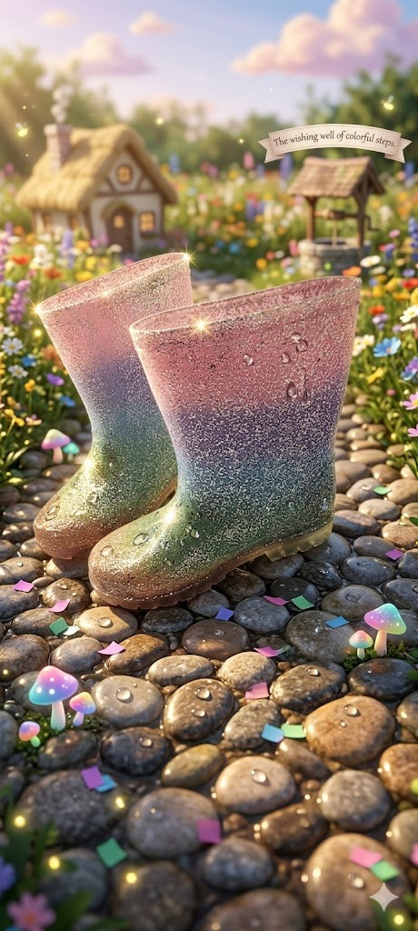 Sparkly Rainbow Glitter Rain Boots by Real Kids