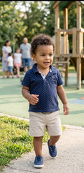 Ackermans Baby Boy Navy Polka Dot Polo Shirt