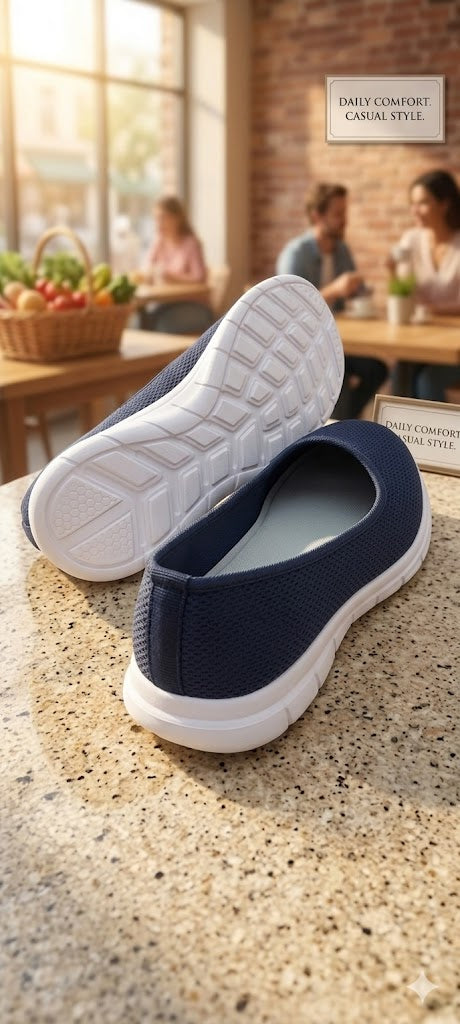 Ladies Unreal Navy Mesh Comfort Slip-Ons – Size 7
