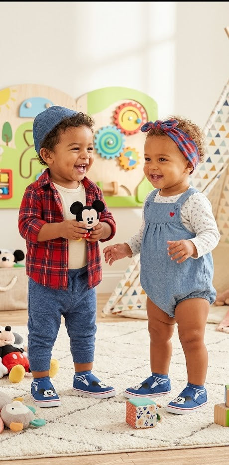 Toddler Mickey Mouse Denim Slip-On Shoes - Size 5 (12-24 Months)