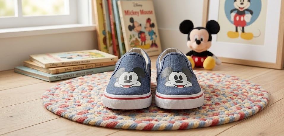 Toddler Mickey Mouse Denim Slip-On Shoes - Size 5 (12-24 Months)