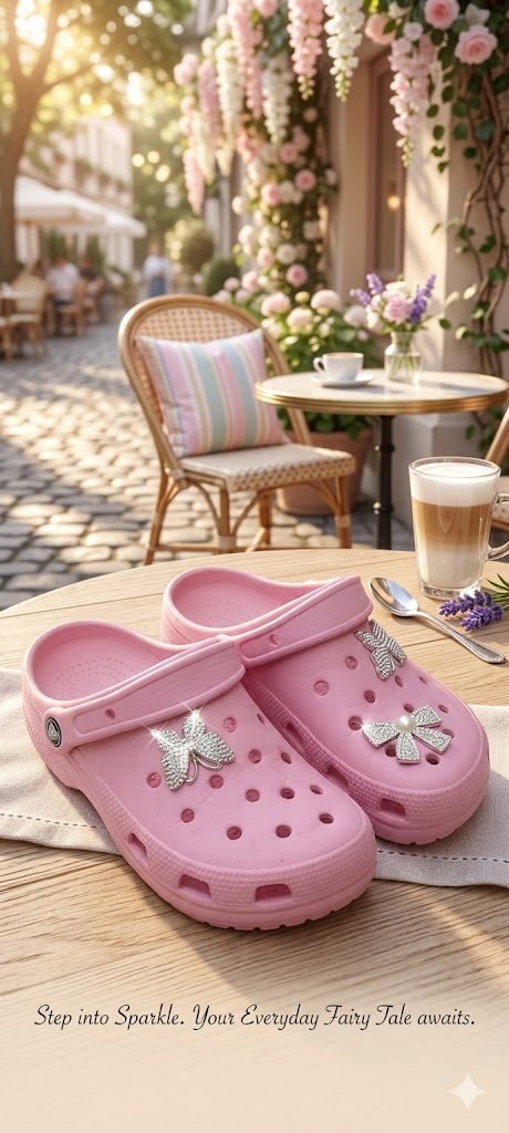 Unreal Ladies' Sparkle Butterfly Clogs - Pink (Size 3)