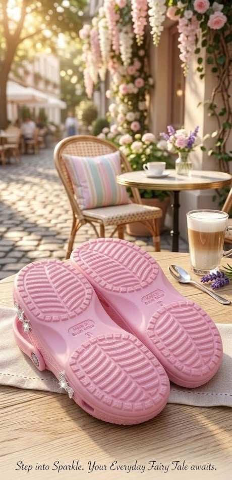 Unreal Ladies' Sparkle Butterfly Clogs - Pink (Size 3)