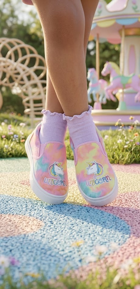 Unreal Kids’ Unicorn Tie-Dye Slip-On Shoes - Size 4