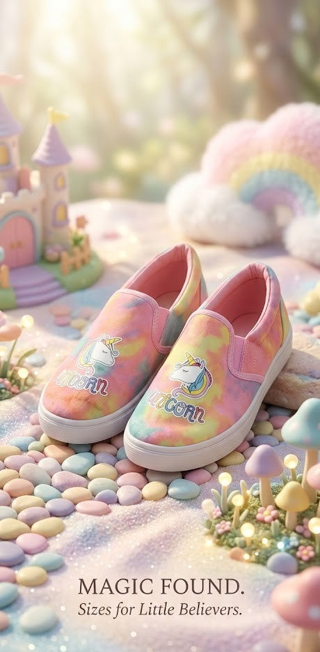 Unreal Kids’ Unicorn Tie-Dye Slip-On Shoes - Size 4