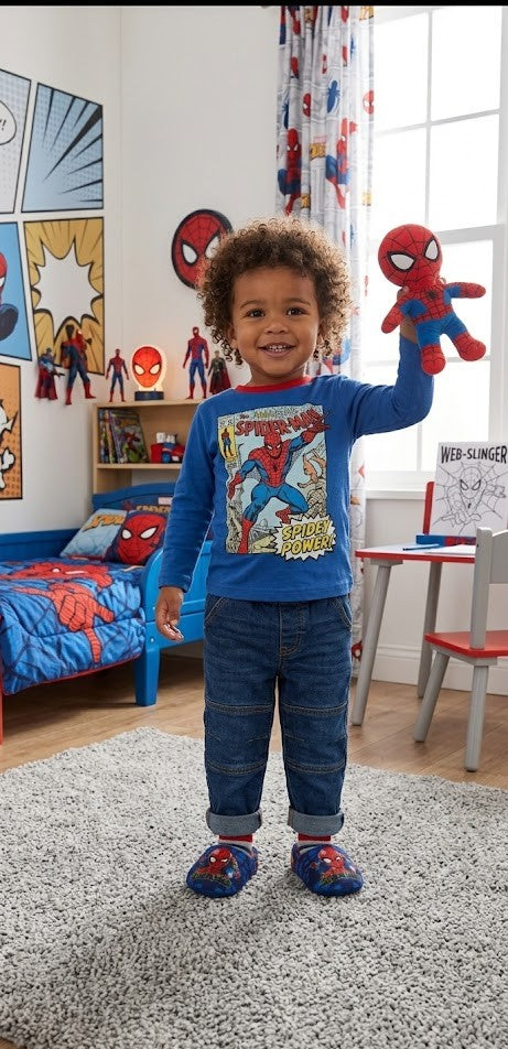 Cozy Spider-Man Toddler Slippers – Size 4/5 – Excellent Condition