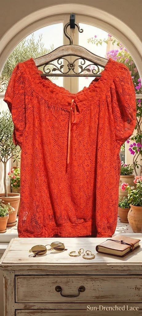 Sun-Drenched Lace: Artisan-Crafted Heritage Blouse