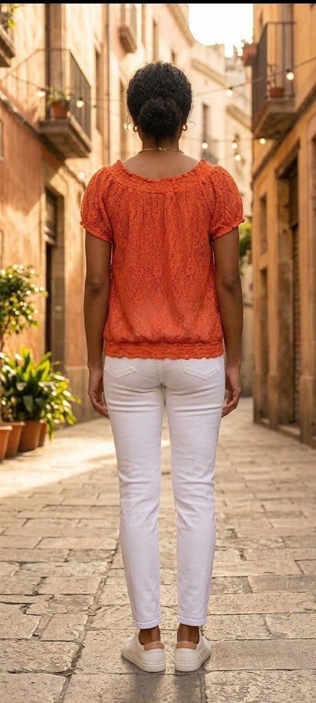 Sun-Drenched Lace: Artisan-Crafted Heritage Blouse