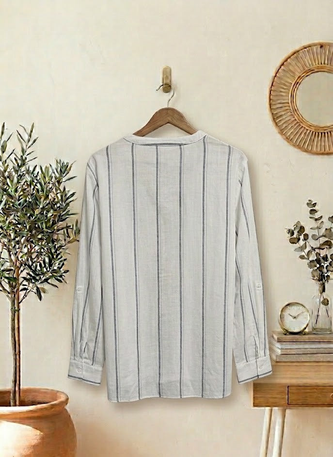 REALbasics Women’s Striped Long-Sleeve Blouse