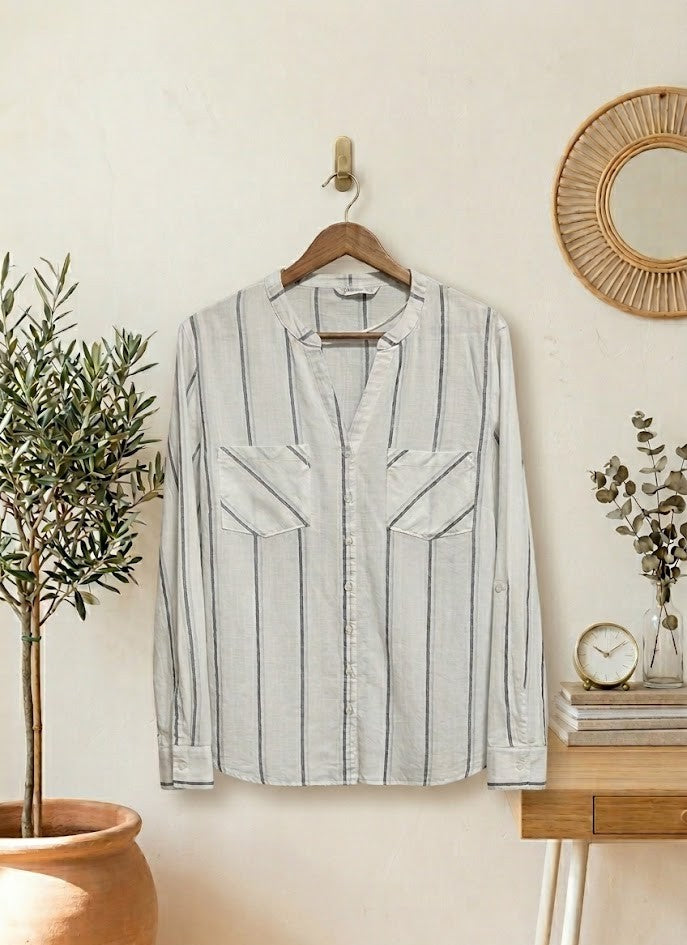 REALbasics Women’s Striped Long-Sleeve Blouse