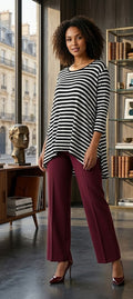 David Jones Monochrome Striped 3/4 Sleeve Top