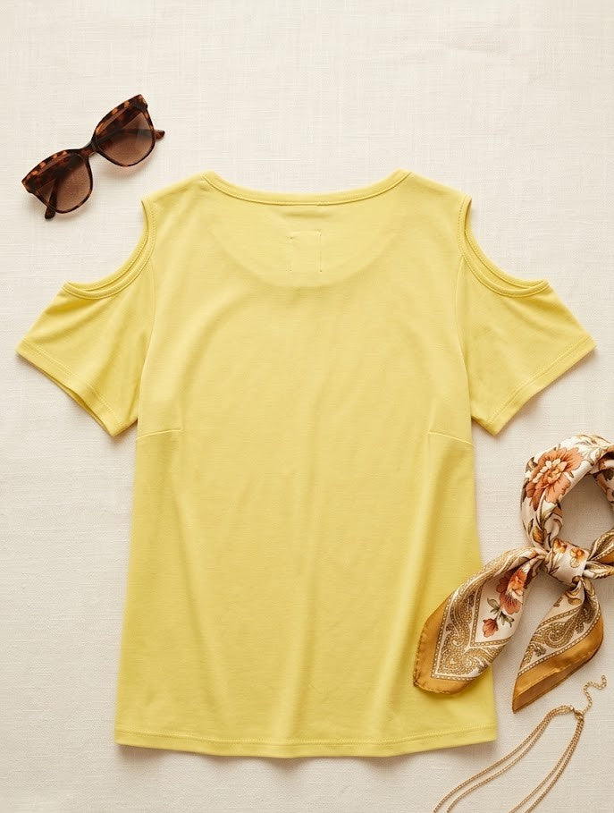Miladys Yellow Cold-Shoulder Detail Blouse