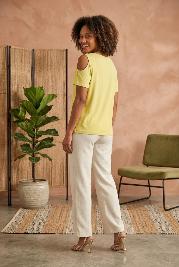 Miladys Yellow Cold-Shoulder Detail Blouse