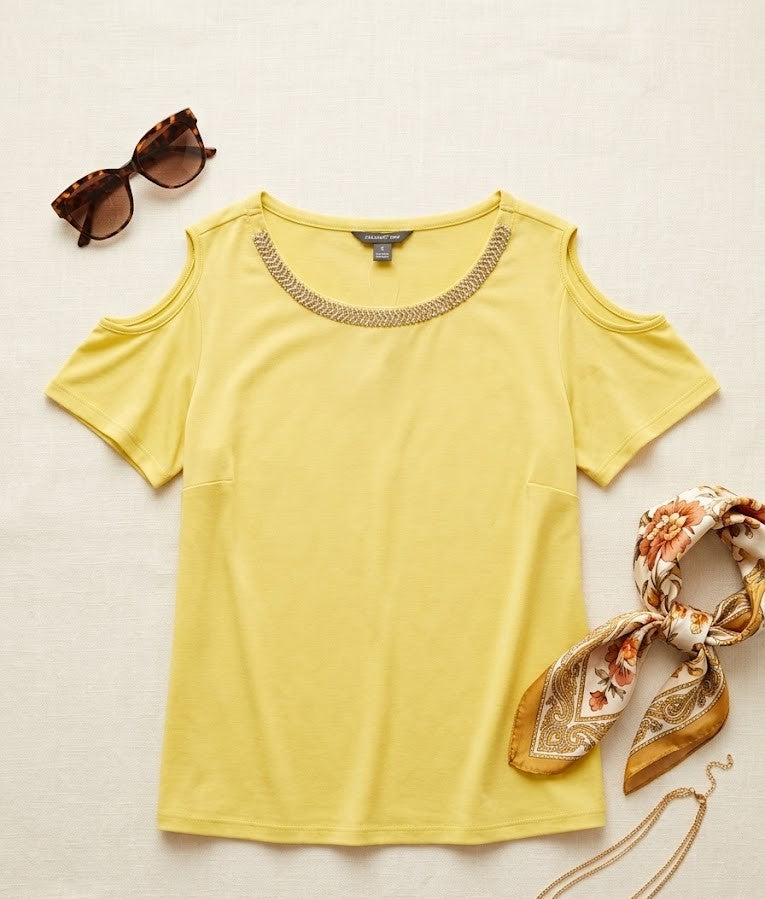 Miladys Yellow Cold-Shoulder Detail Blouse
