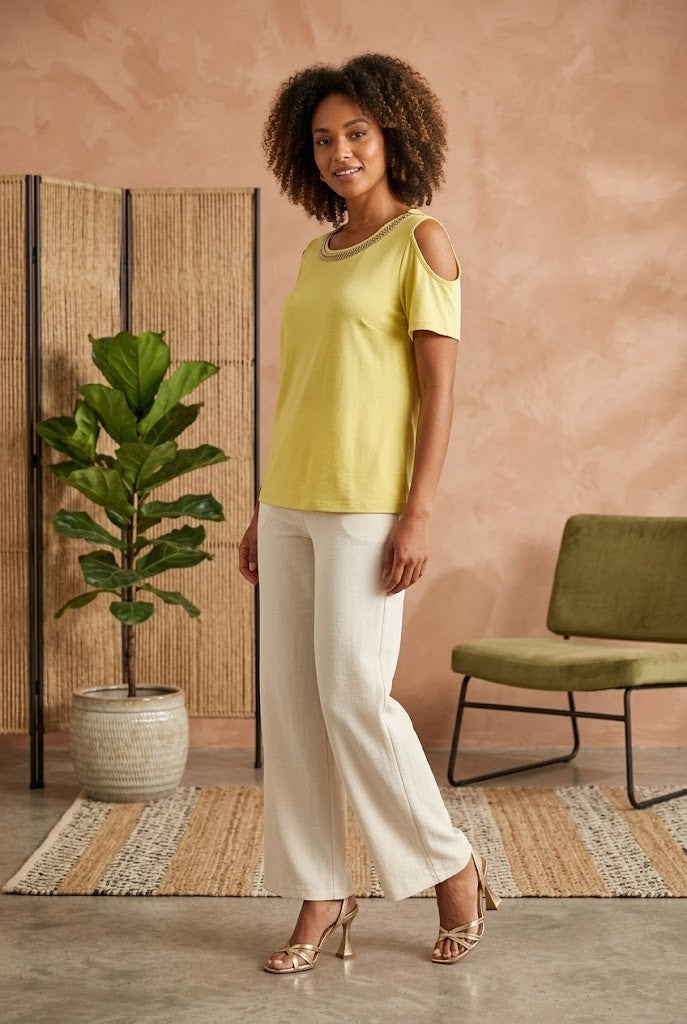 Miladys Yellow Cold-Shoulder Detail Blouse