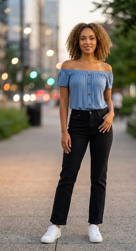 RealWoman Off-the-Shoulder Casual Blouse