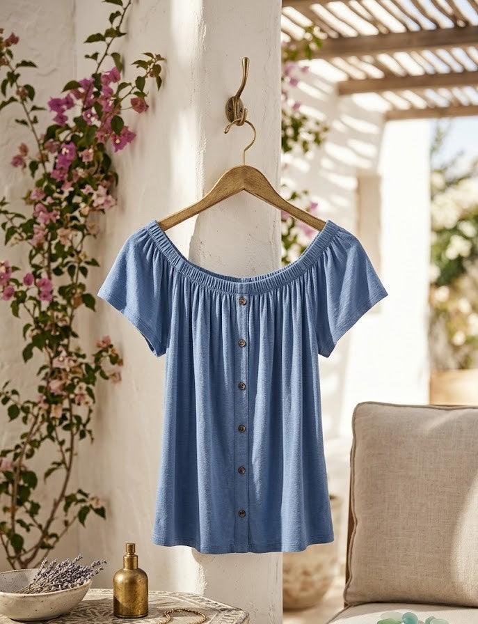 RealWoman Off-the-Shoulder Casual Blouse