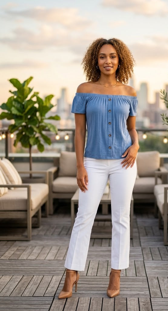 RealWoman Off-the-Shoulder Casual Blouse