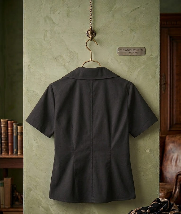 Elegant Classic Black Short-Sleeve Blouse