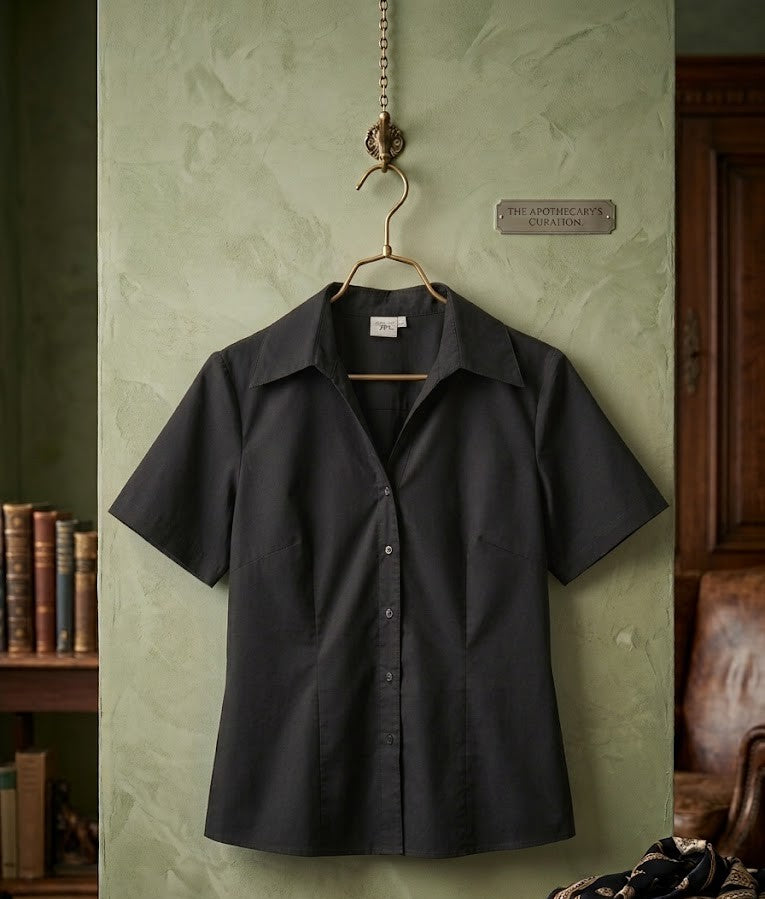 Elegant Classic Black Short-Sleeve Blouse