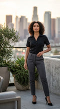 Elegant Classic Black Short-Sleeve Blouse