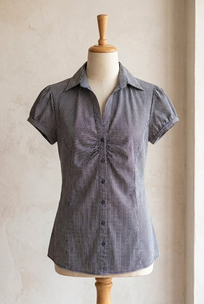 Massumi Women's Striped Button-Down Blouse