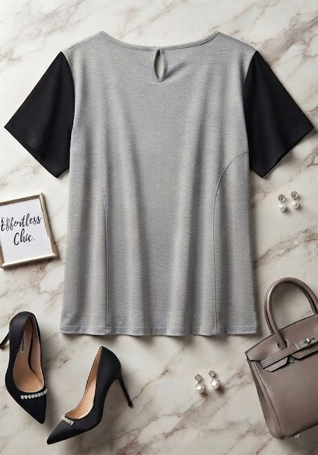 Donatella Embellished Contrast-Sleeve Blouse