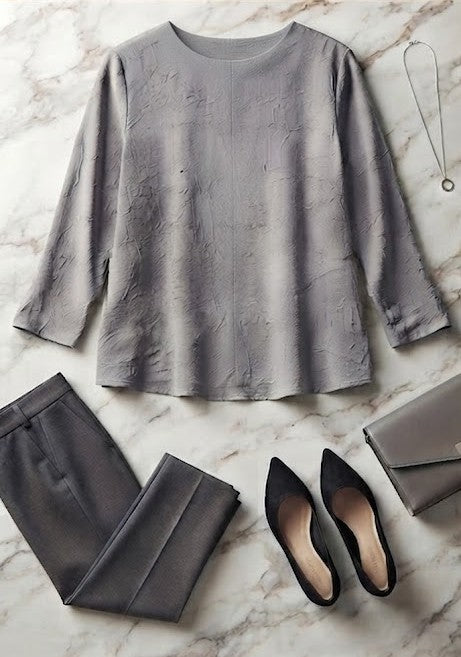 Cachet Elegant Textured Layered Blouse