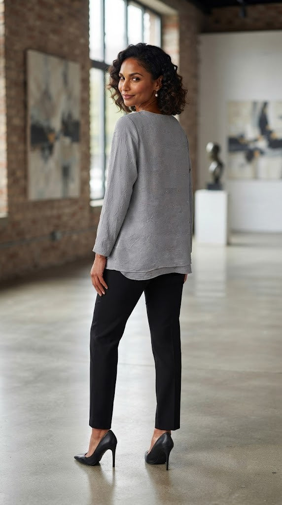 Cachet Elegant Textured Layered Blouse