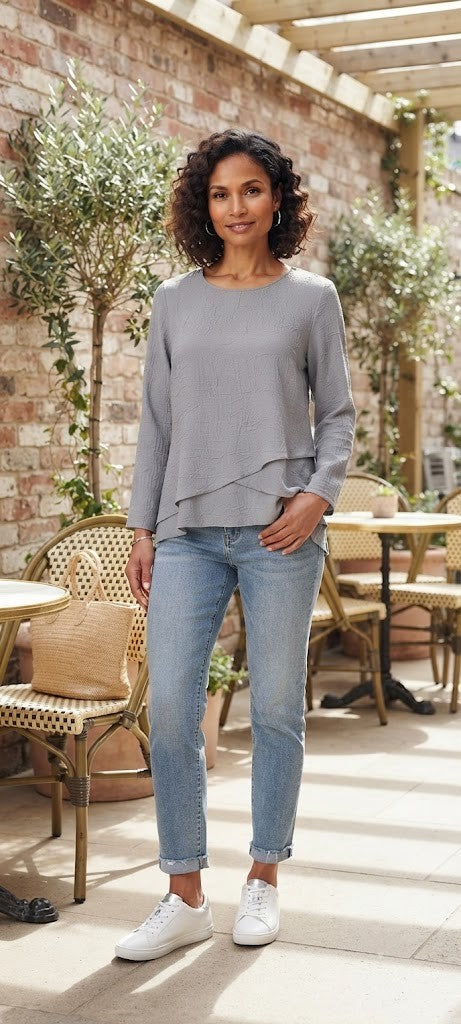 Cachet Elegant Textured Layered Blouse