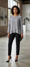 Cachet Elegant Textured Layered Blouse